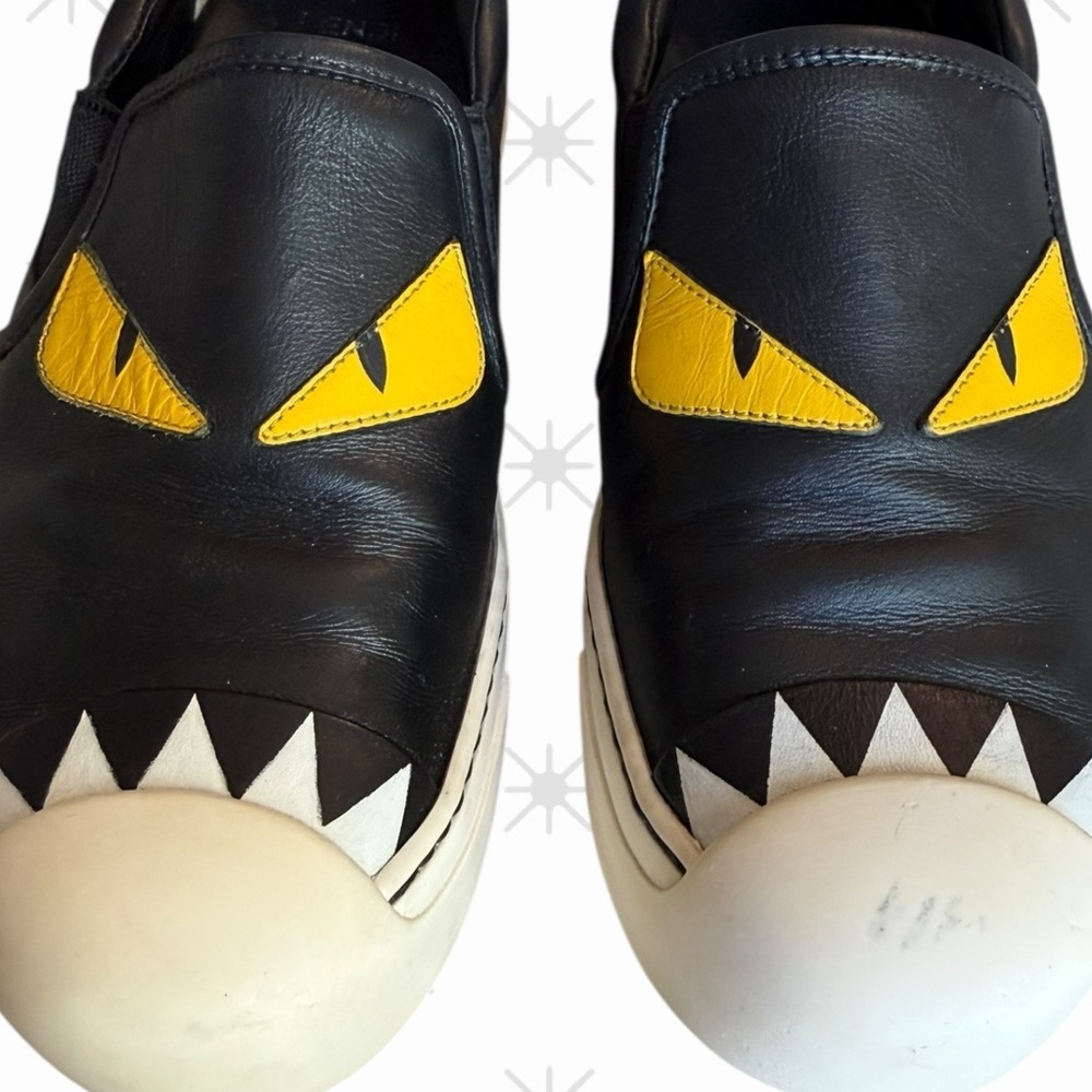 Fendi Black and Yellow Monster Slip-On Shoes - Picture 2 of 6